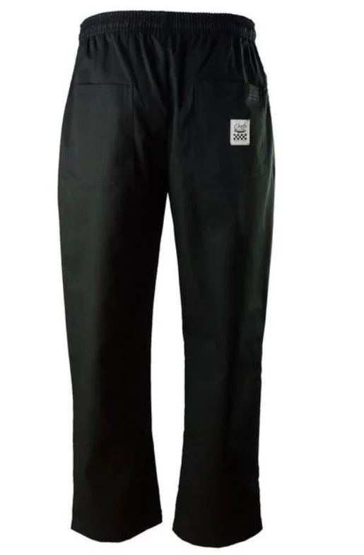 Trousers, Chef, Black, Medium, Poly/Cotton Blend,1 - 1 EACH