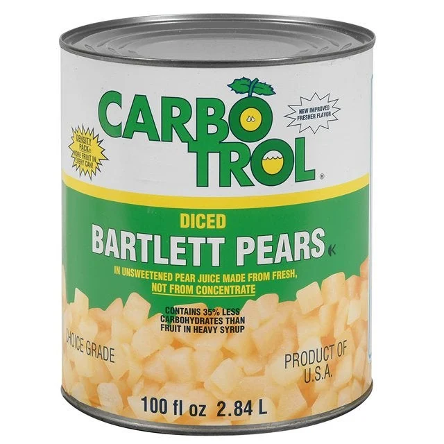 Pears, Bartlett, Diced, in Juice, Plastic Cups,6 - 104 OUNCE