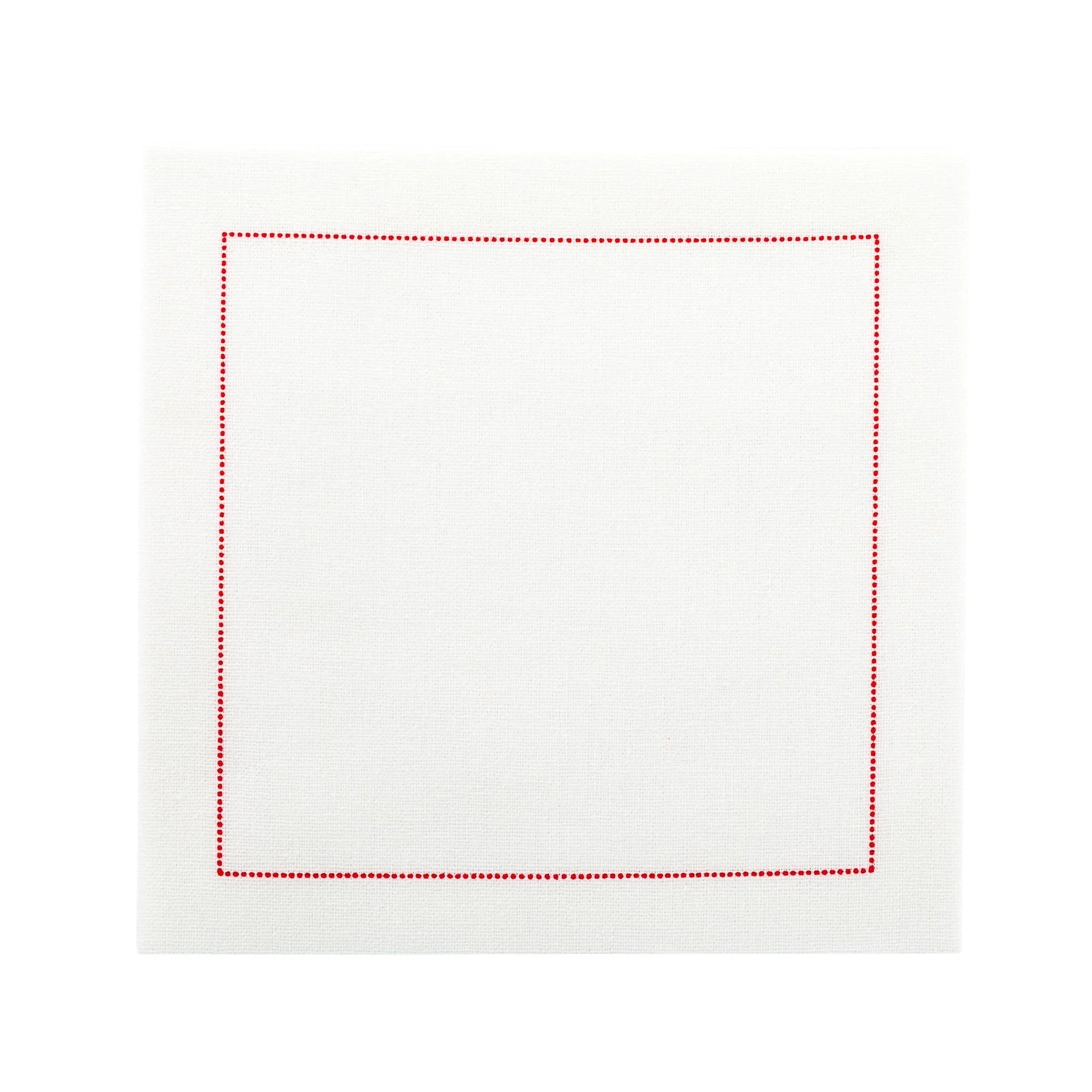 Napkins, Organic Cotton Cocktail, Ecru & Red Stitch, 4.5 Inch, 4.5 Linear Inch,1 - 500 COUNT