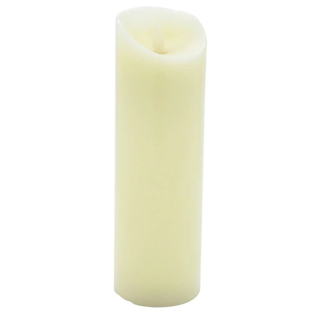 Candles, Pillar, Fire Tek Flameless, 3 x 3 x 8.75 Inch, White, Wax, Programmable,1 - 10 COUNT