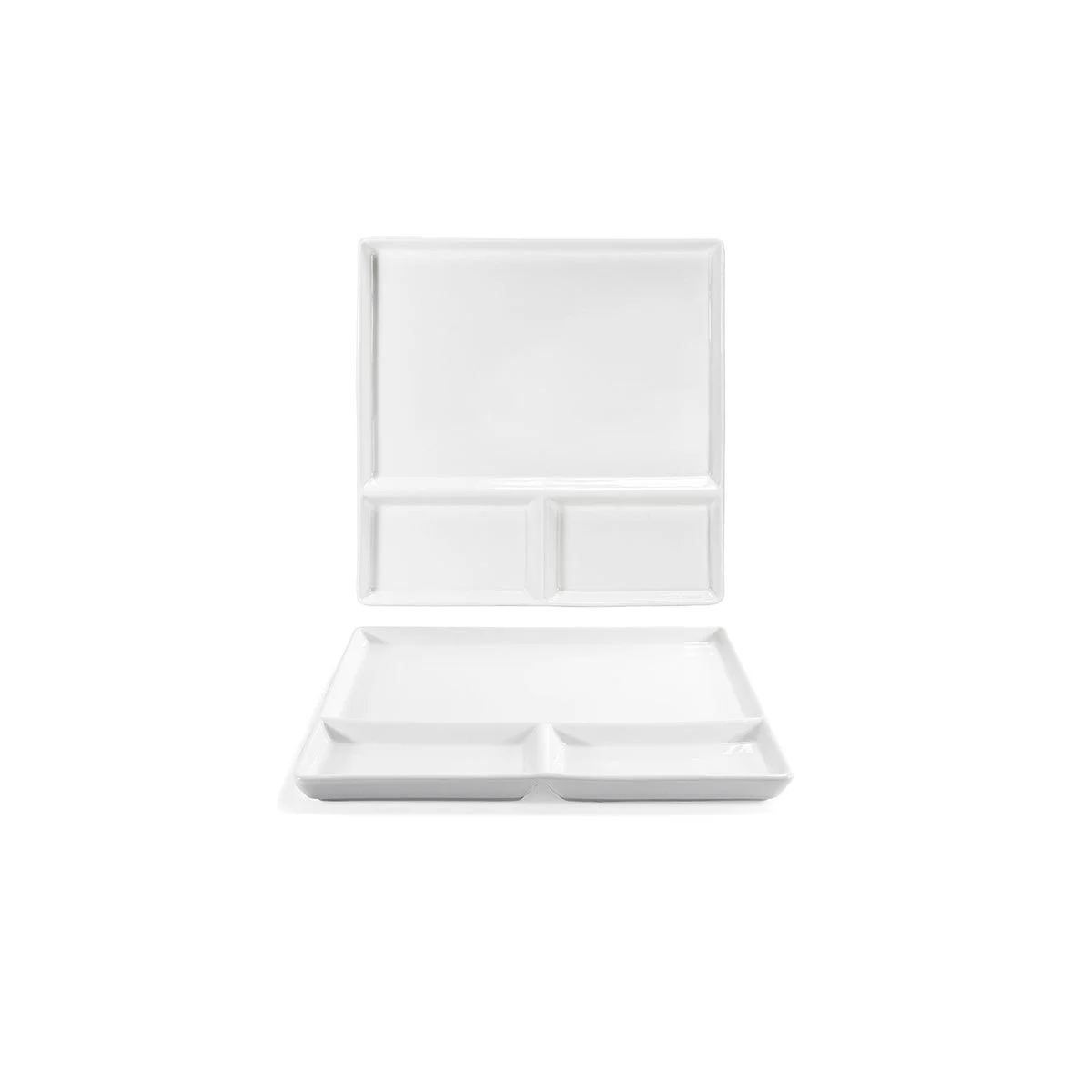 Plates, Divided, Mod, 10.75 Inch, White, Undecorated, Square,4 - 1 COUNT