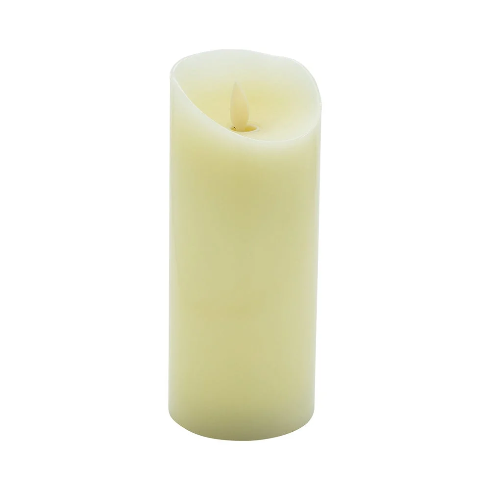 Candles, Pillar, Fire Tek Flameless, 3 x 3 x 7 Inch, Ivory, Wax, Programmable,1 - 10 COUNT