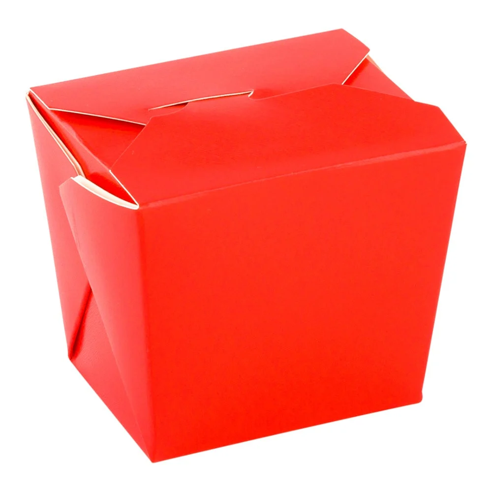 Containers, Take Out, Bio Tek 8 Ounce 2.75 x 2.25 x 2.5 Inch, Paper, Red, Square, with Foldable Flaps & Tab Lock,1 - 200 COUNT