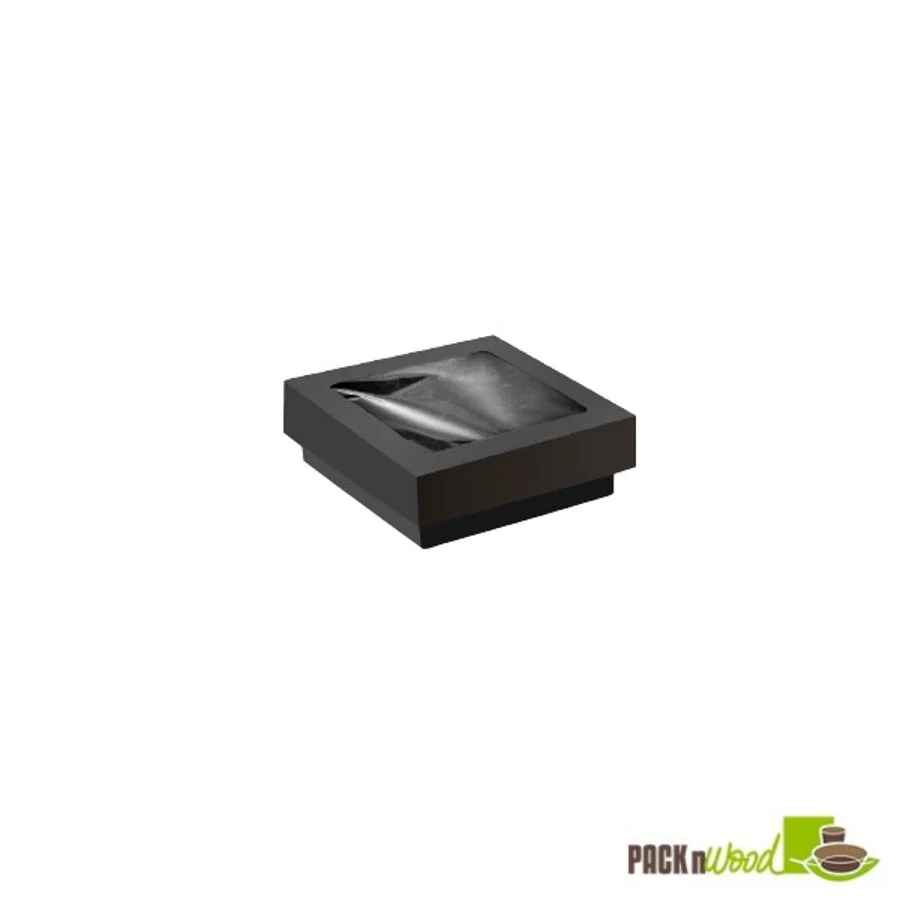 Boxes, Kray, 3.9 x 3.9 x 1.6 Inch, Paper, Black, With Lid, Bakeable,4 - 25 COUNT