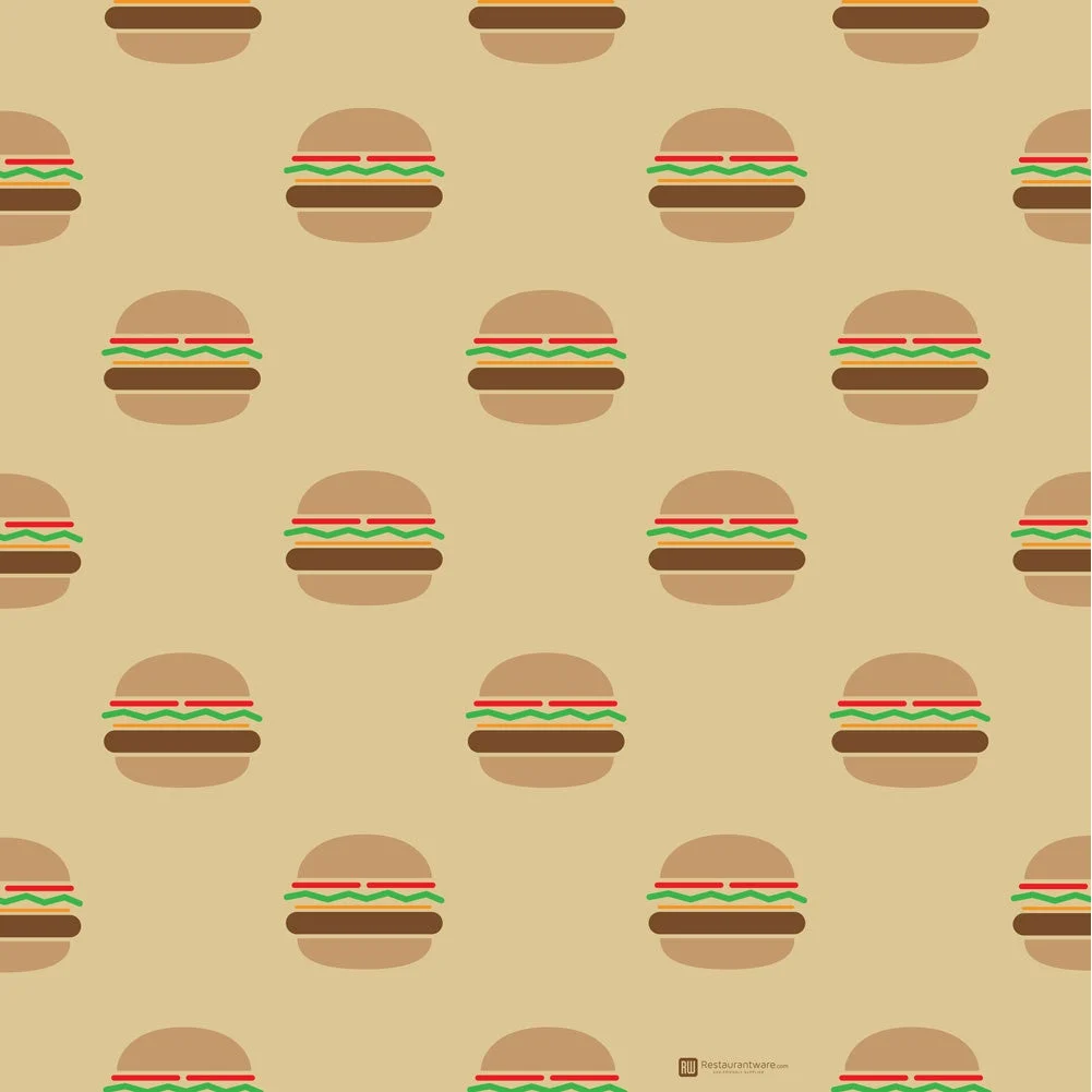 Food Wraps & Basket Liners, 12 x 12 Inch, Greaseproof Paper, Mini Burger, 12 Linear Inch,1 - 500 COUNT