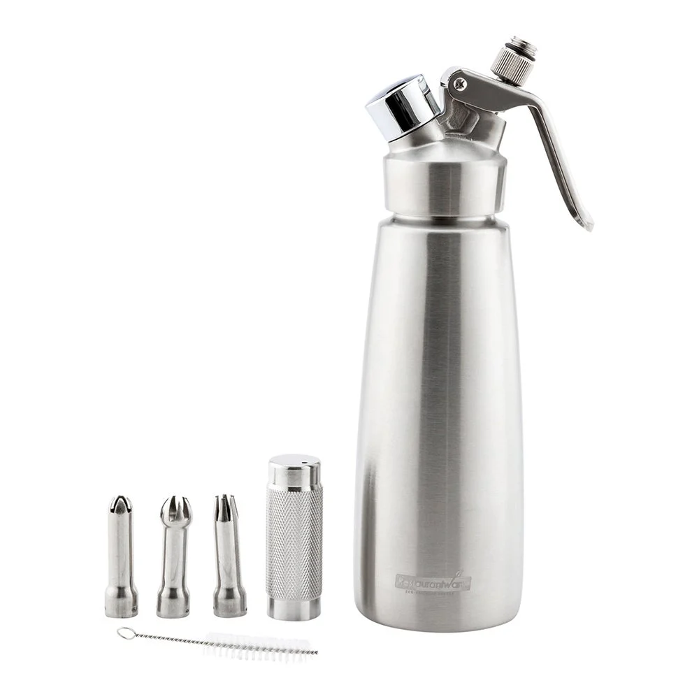 Dispenser, Whipped Cream, .5 Liter, Stainless Steel, with 3 Plastic Decorator Tips,1 - 1 EACH