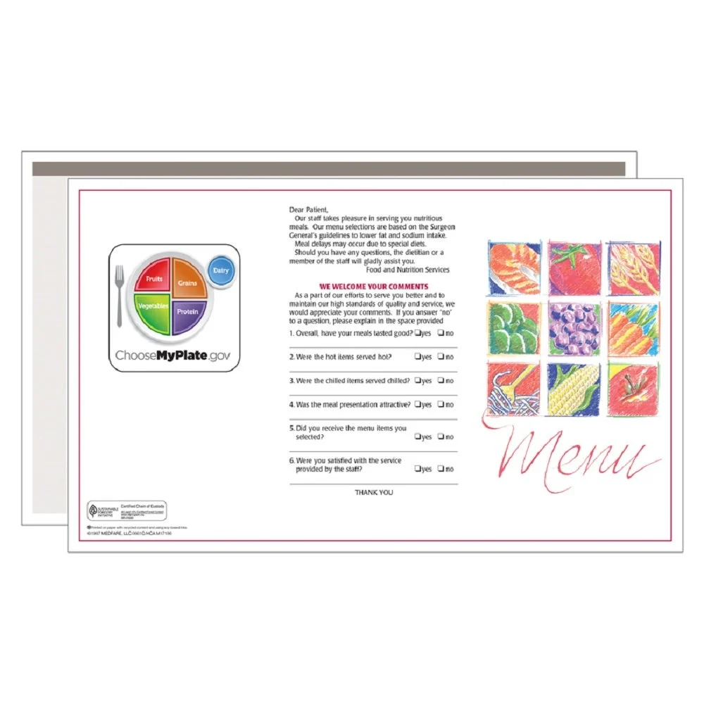 Menus, Blank, Paper, Market Medley Gray,1 - 500 COUNT
