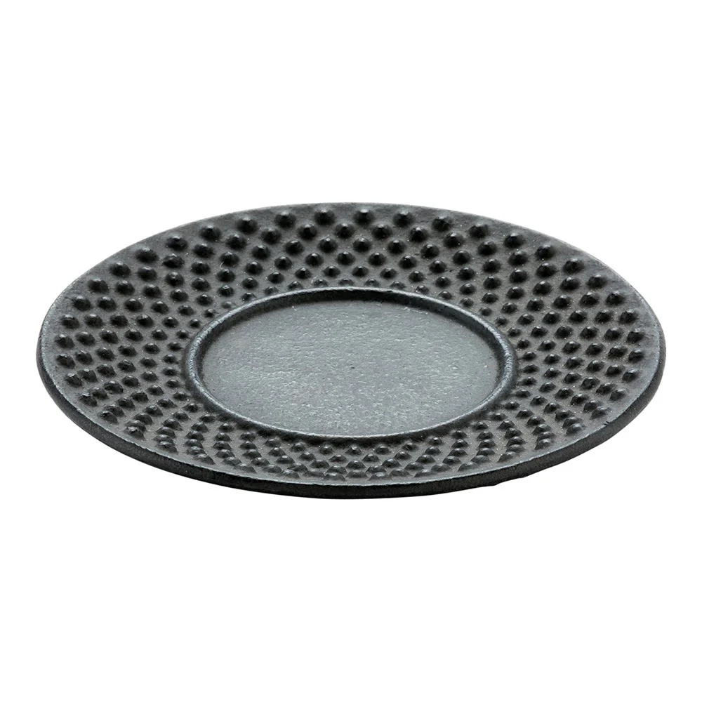 Coasters, Round, 3.75 Inch, Tetsubin, Black, Hobnail, Cast Iron,1 - 2 COUNT