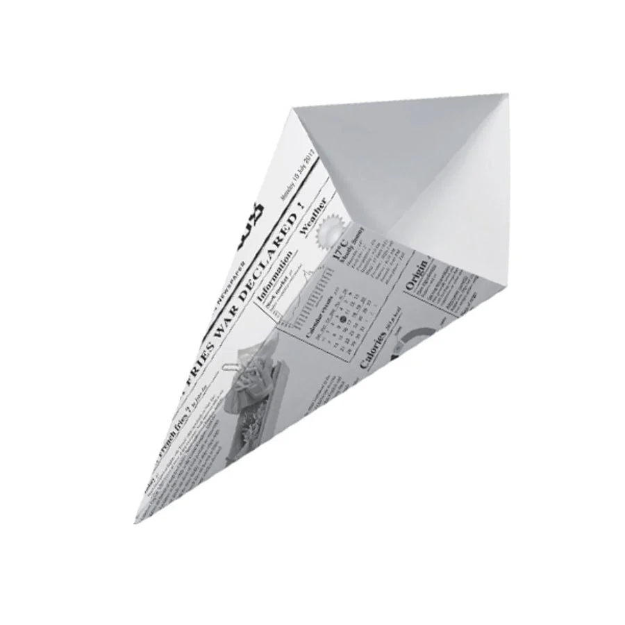 Containers, Food, 11 Ounce - 6.9 x 7.7 Inch, Sturdy Paper, Newspaper Print, Cone,4 - 250 COUNT