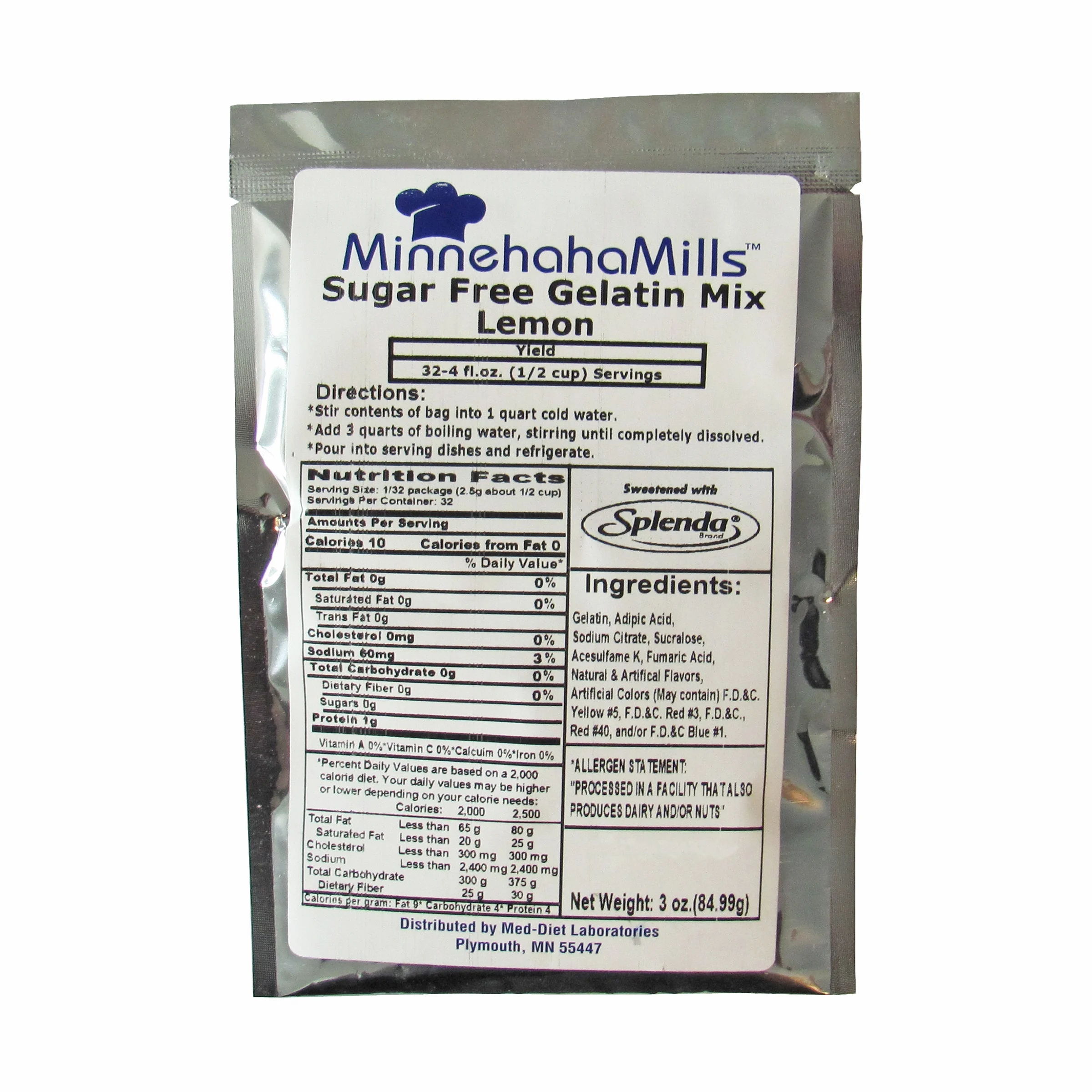 Mix, Gelatin, Lemon, Sugar-Free, Shelf-Stable,12 - 3 OUNCE