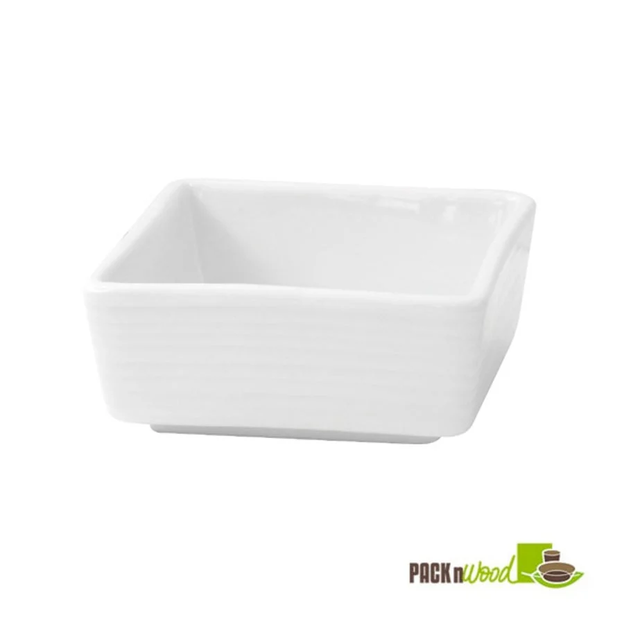 Dishes, Mini, 2.8 x 2.8 x 1.2 Inch, Square, White, Porcelain,6 - 4 COUNT