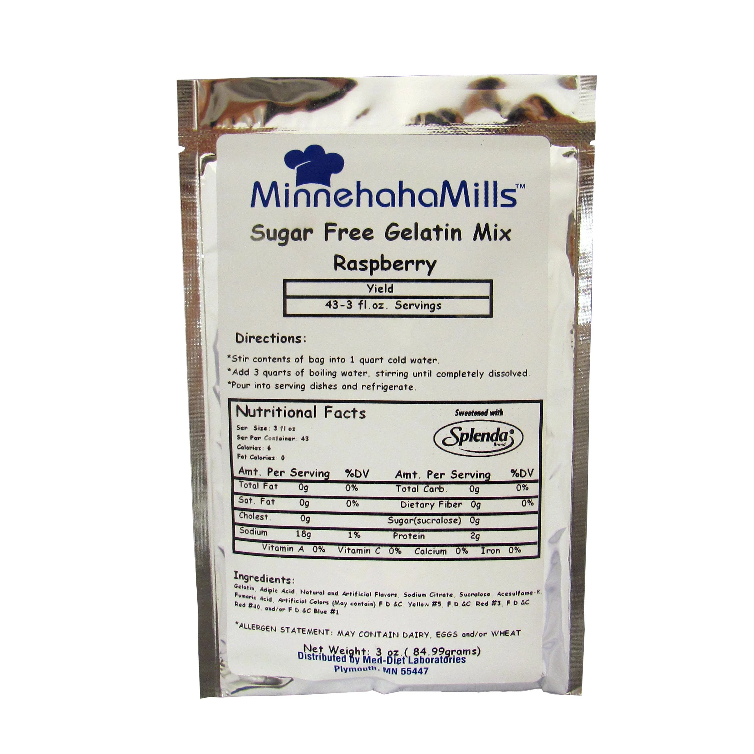 Mix, Gelatin, Raspberry, Sugar-Free, Shelf-Stable,12 - 3 OUNCE
