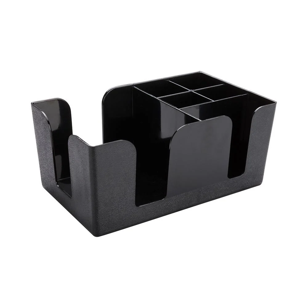 Caddy, Condiment, 9.5 x 5.75 x 4.25 Inch, 6-Compartment, Black Plastic,1 - 1 EACH