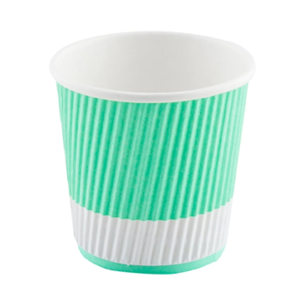 Cups, Hot, 4 Ounce, Paper, Light Green, Ripple Wall, 4 Ounce,1 - 500 COUNT