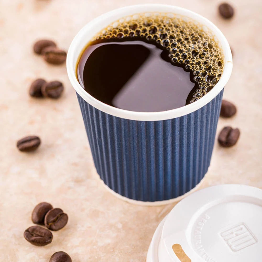 Cups, Hot, 4 Ounce, Paper, Midnight Blue, Ripple-Wall, 4 Ounce,1 - 500 COUNT