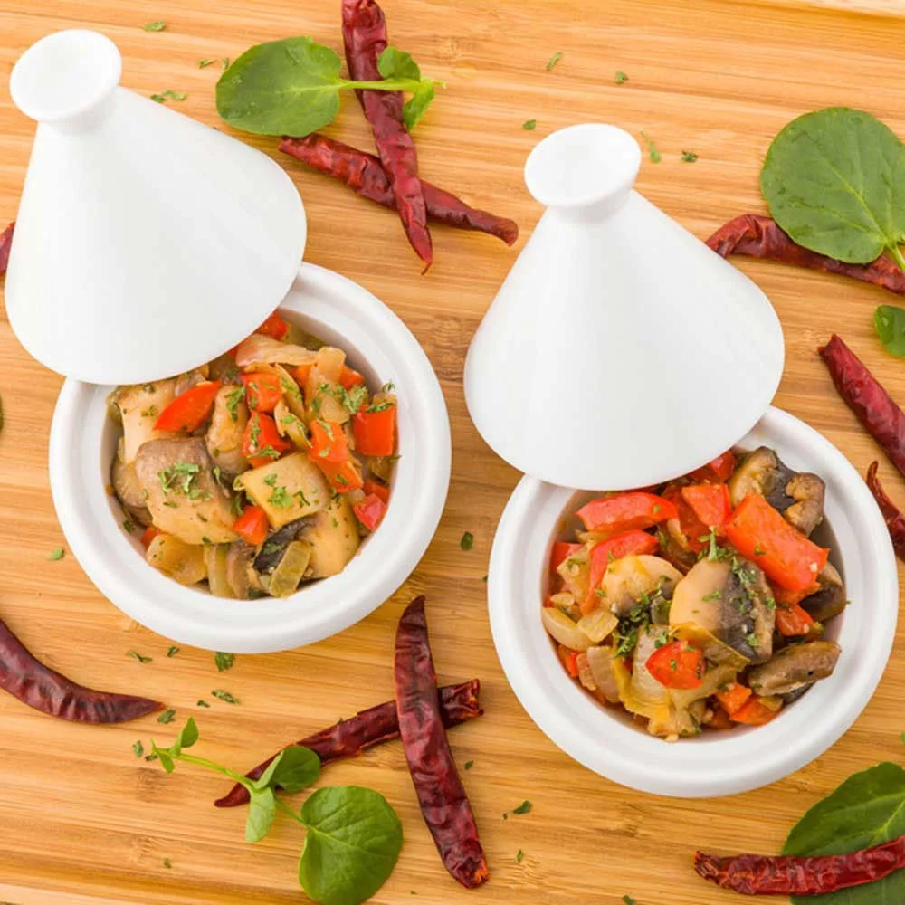 Dishes, Mini Tajine, Porcelain, 0.5 Ounce, 3.5 Inch, White, 3.46 Linear Inch,1 - 10 COUNT