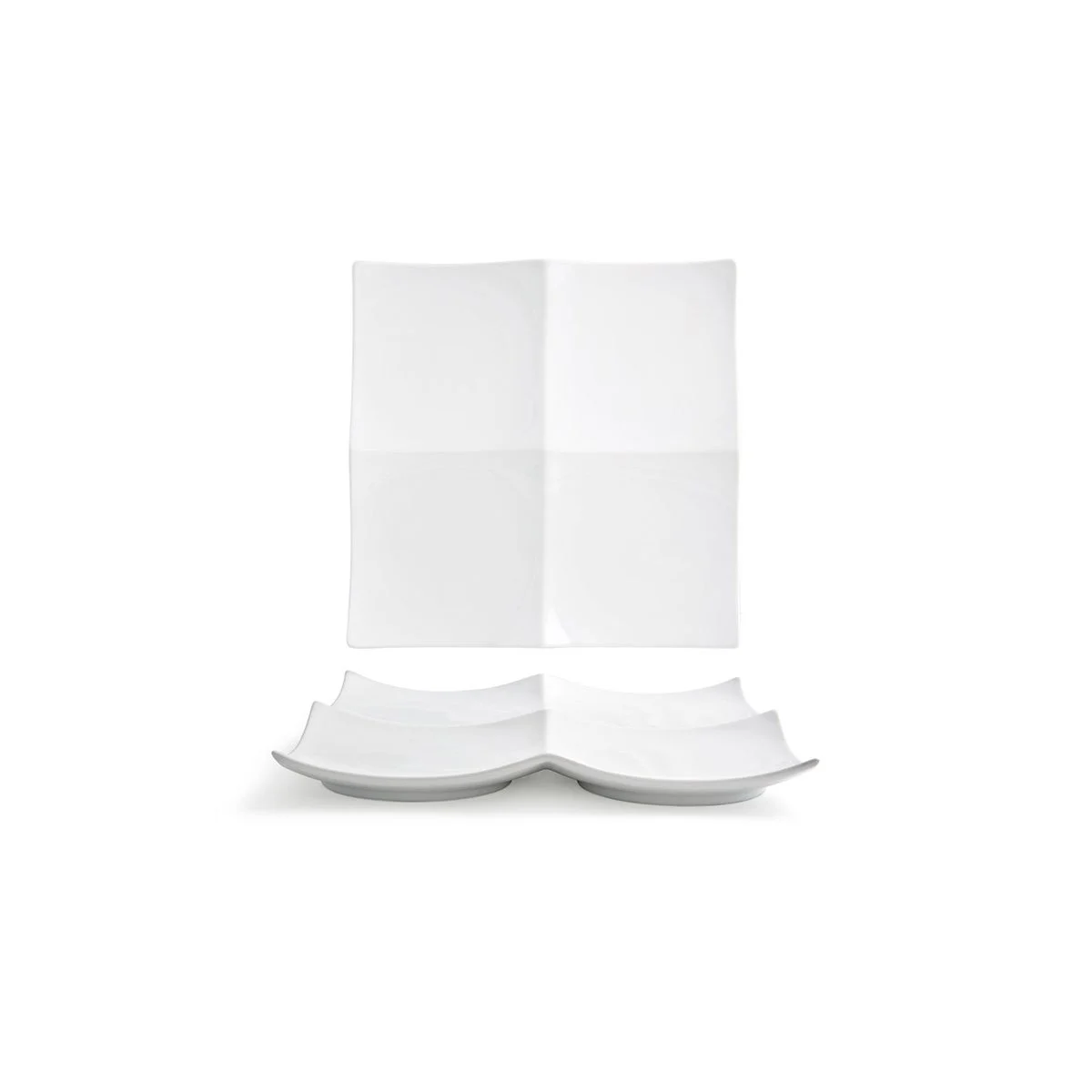 Plates, Origami, 12 Inch, White, Undecorated, Square with Flared Edges,4 - 1 COUNT