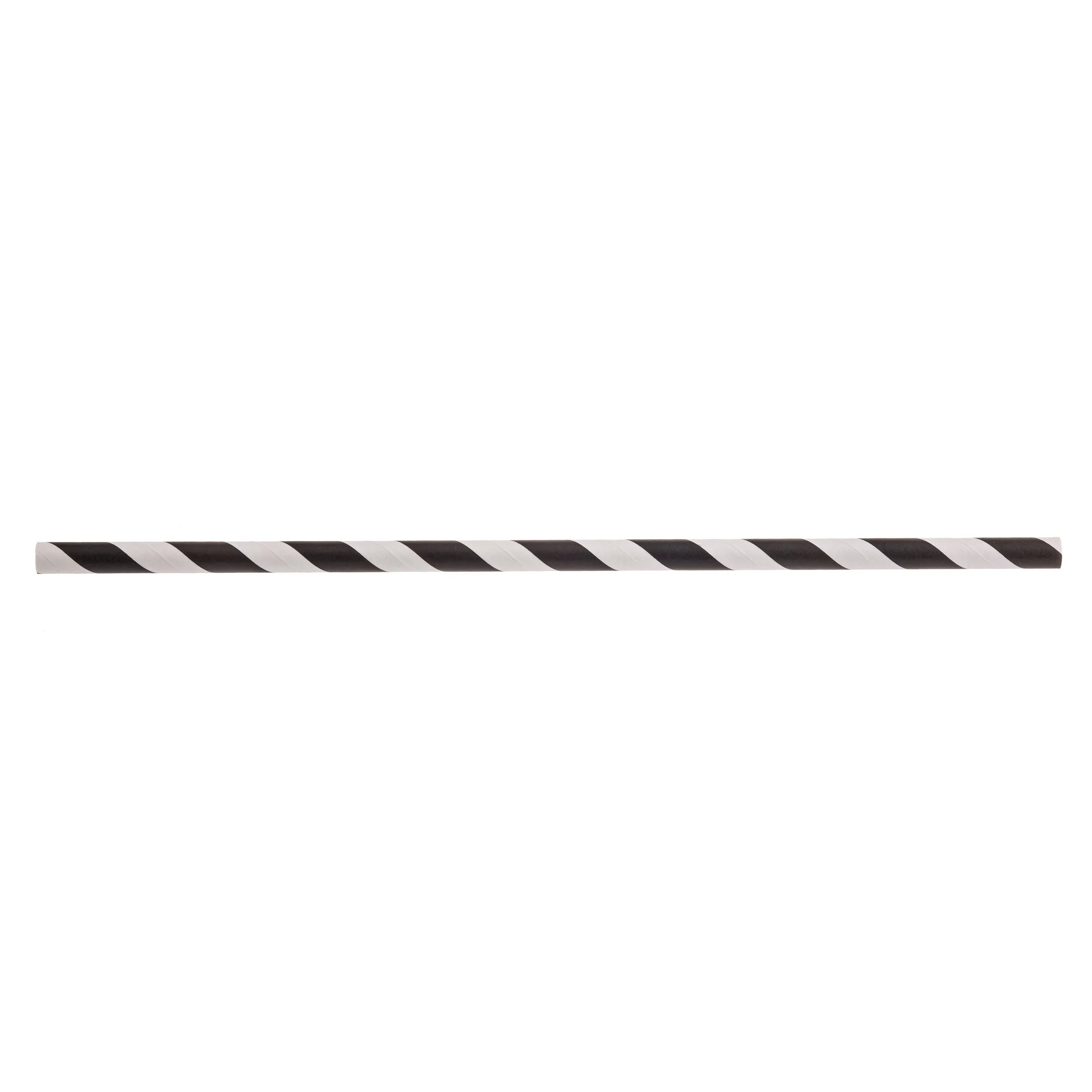 Straws, 7.75 Inch, Paper, Black Striped, Wrapped,6 - 500 COUNT