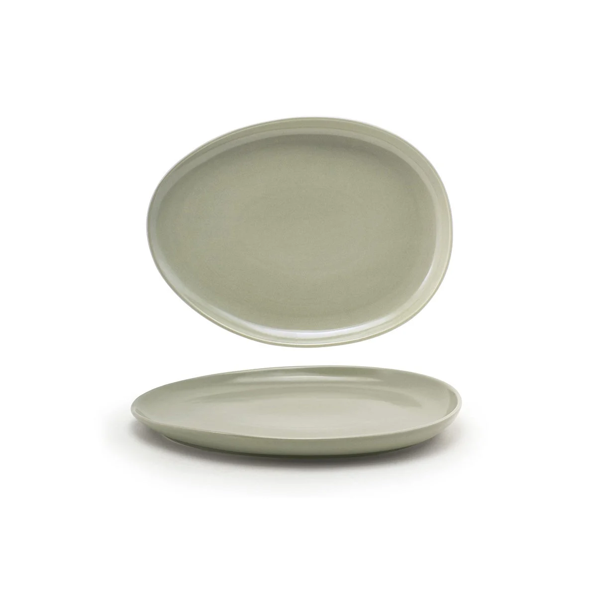 Plates, Low, Porcelain, 13 Inch, Pumice, Oval,2 - 1 COUNT