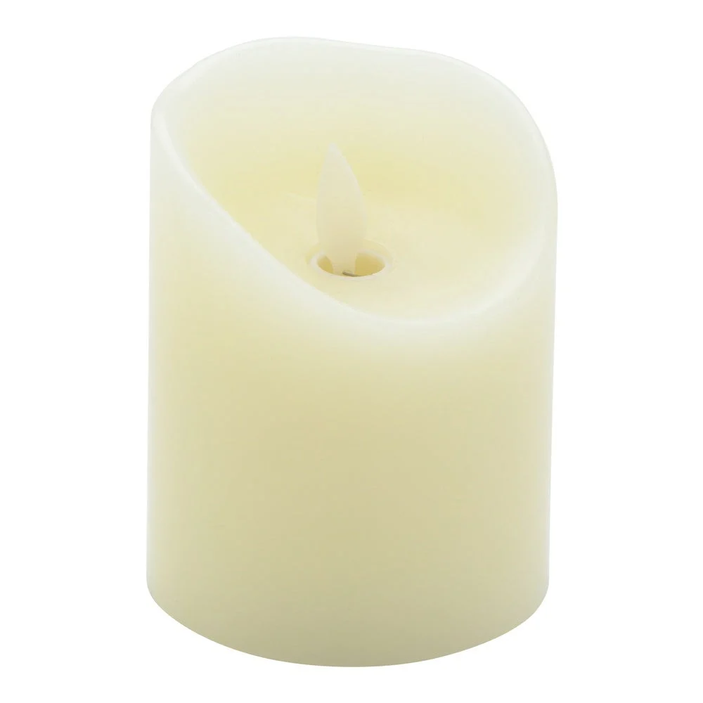 Candles, Pillar, Fire Tek Flameless, 3.25 x 3.25 x 4 Inch, White, Wax, Programmable,1 - 10 COUNT