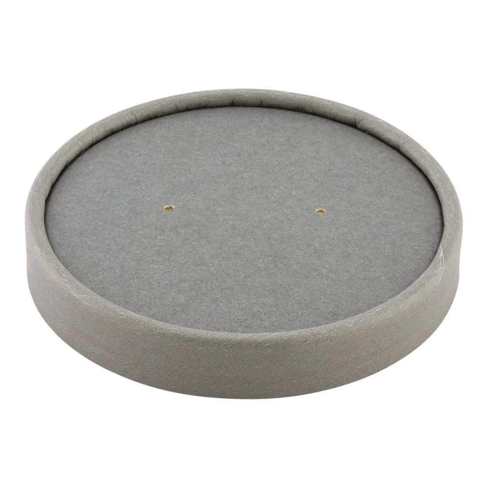 Lids, Flat, Bio Tek, Paper, Gray, 3.5 Inch, Fits 12 Ounce Soup Cups,1 - 200 COUNT