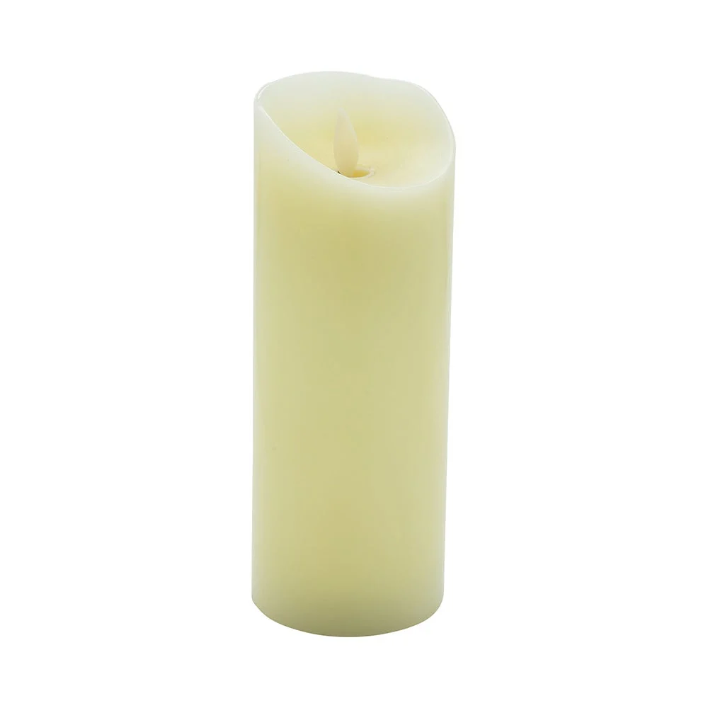 Candles, Pillar, Fire Tek Flameless, 3 x 3 x 8 Inch, Ivory, Wax, Programmable,1 - 10 COUNT