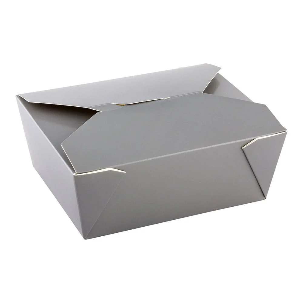Containers, Take Out, Bio Tek #8 45 Ounce 6.75 x 5.5 x 2.5 Inch, Paper, Gray, Rectangular, with Foldable Flaps & Tab Lock,1 - 200 COUNT