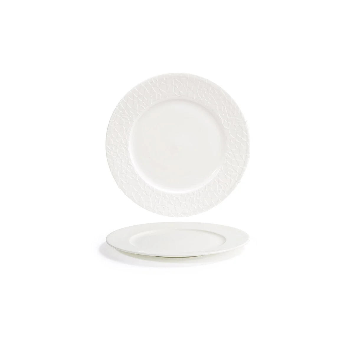Plates, Rim, Facet, 9.5 Inch, White, Round,6 - 1 COUNT