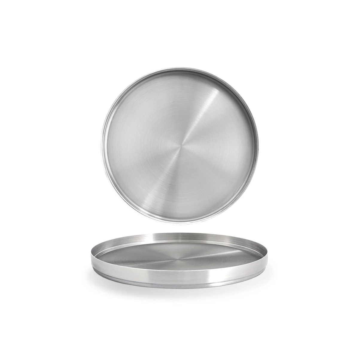 Plates, Brushed Stainless Steel, 11 Inch, Silver, Round,6 - 1 COUNT