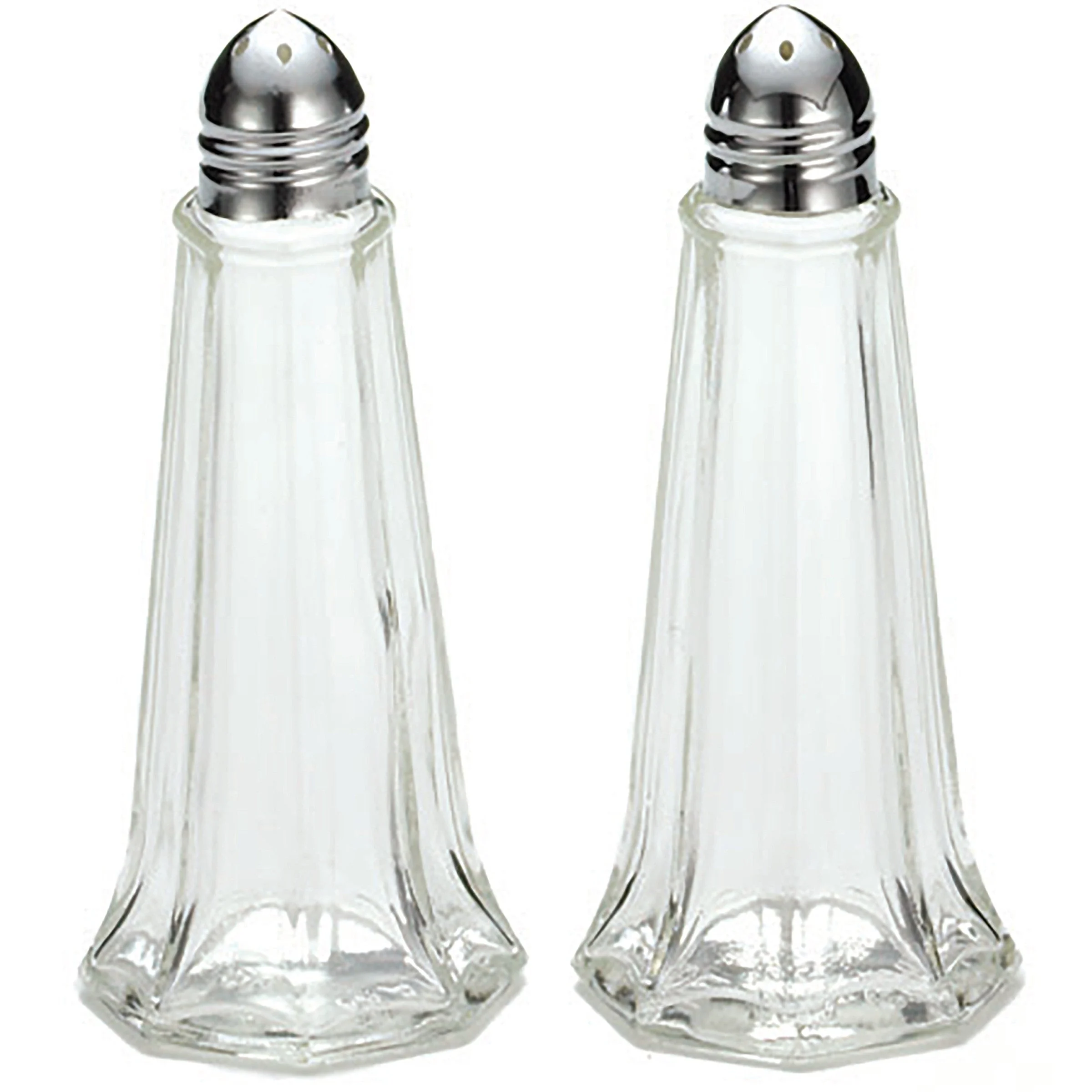 Shakers, Salt & Pepper, 1 Ounce, Eiffel Tower, Clear, Glass, with Chrome Plated Tops,24 - 1 EACH