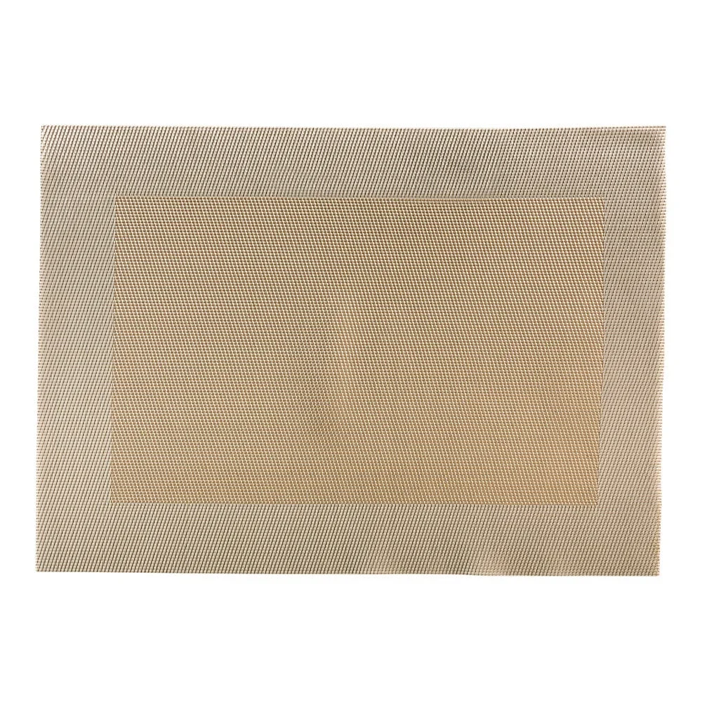 Placemats, Geneva Frame 16 x 12 Inch, Woven, Metallic Gold, Vinyl,1 - 6 COUNT
