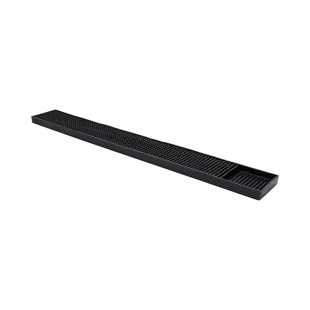 Drain Mat, Bar, Bar Lux 23.75 x 3 x 0.75 Inch, Black, Rubber, No Spill, with Drink Compartment,1 - 1 EACH