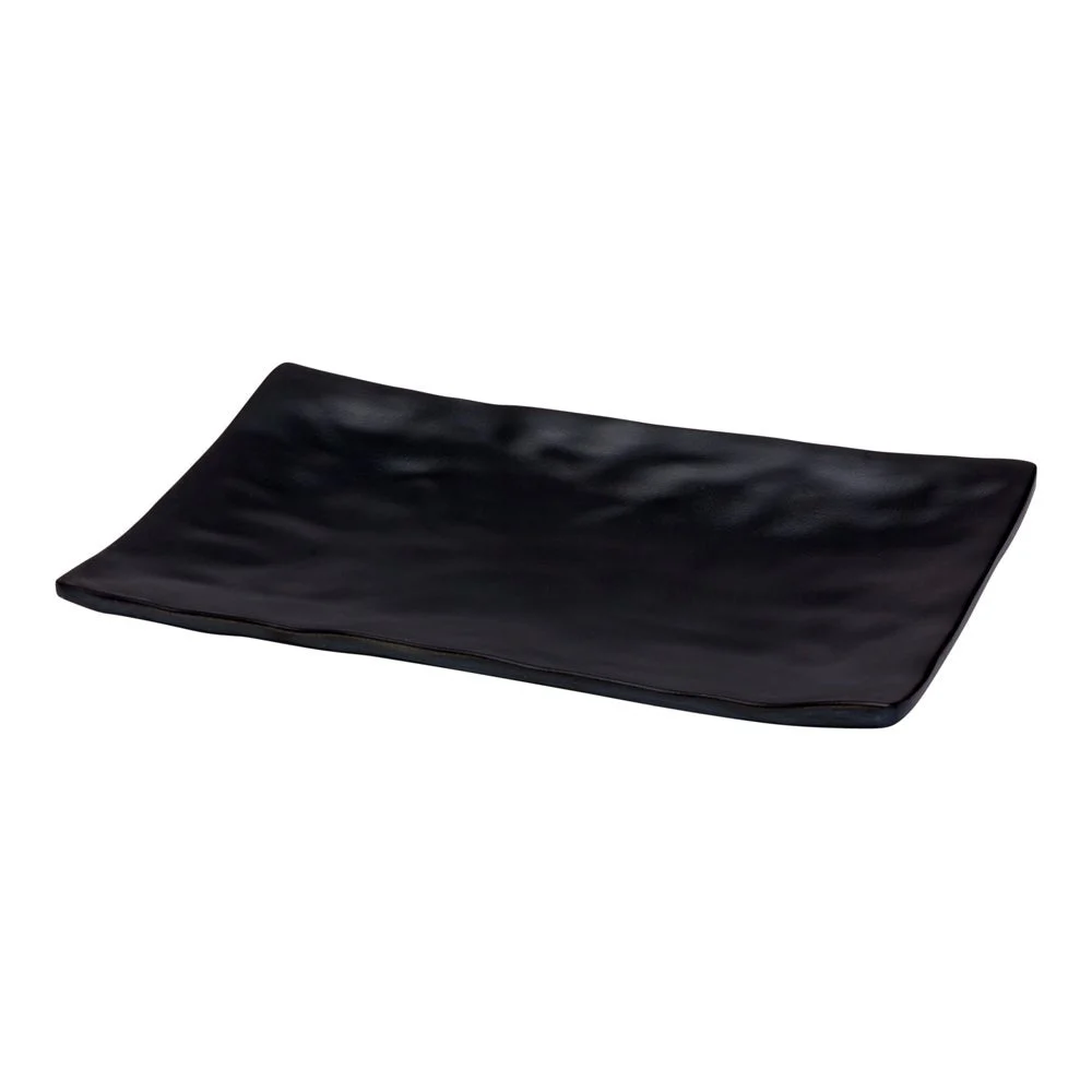 Plates, Small, Voga Japonais Melamine, 7.75 x 5.5 x 0.75 Inch, Black Faux Slate, Rectangular,1 - 4 COUNT