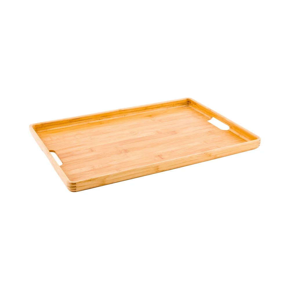 Tray, Serving, 19.75 x 14 x 1 Inch, Rectangular, Natural, Bamboo, with Handles,1 - 1 EACH