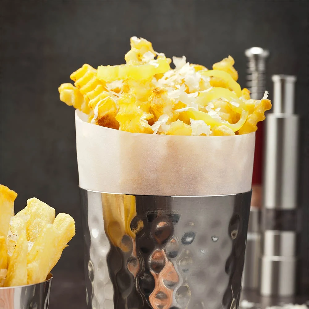 Cups, French Fry, Round, Hammered Mirror-Finish Stainless Steel,1 - 1 EACH