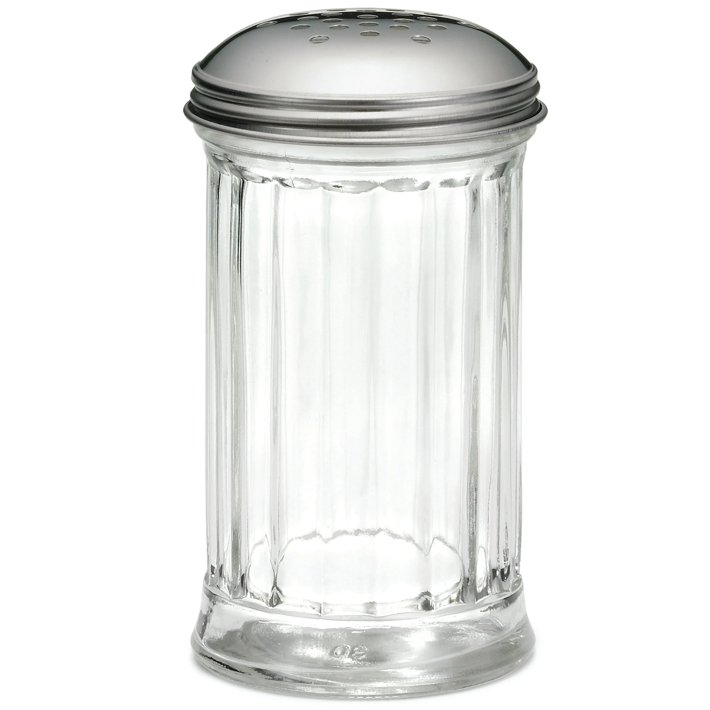 Shakers, Grated Cheese, 12 Ounce, Fluted, Glass with Stainless Steel Tops, 12 Ounce,24 - 1 EACH