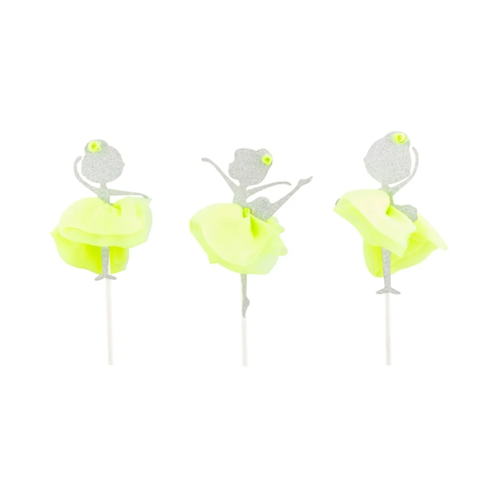 Cake Topper, Ballerina, 5 x 2.25 Inch, Paper, Green, Glitter, Tutu,1 - 100 COUNT