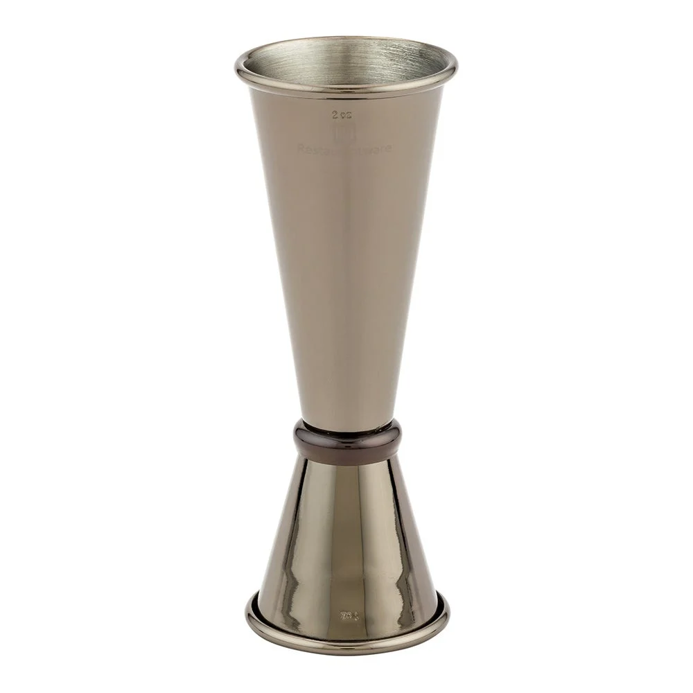 Jigger, Double, 1 & 2 Ounce, Black Plated, with Stainless Steel Interior, 2 Ounce,1 - 1 EACH