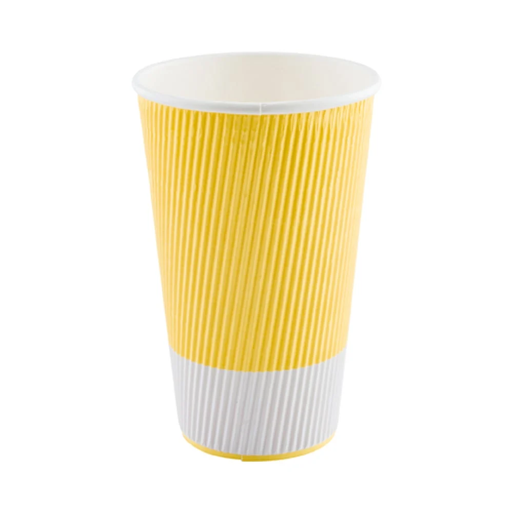 Cups, Hot, 16 Ounce, Paper, Light Yellow, Ripple Wall,1 - 500 COUNT