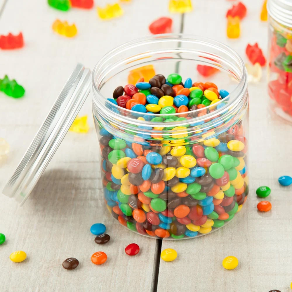 Jars, Candy & Snack, 17 Ounce, Clear, Plastic, with Aluminum Lids, 17 Ounce,1 - 100 COUNT