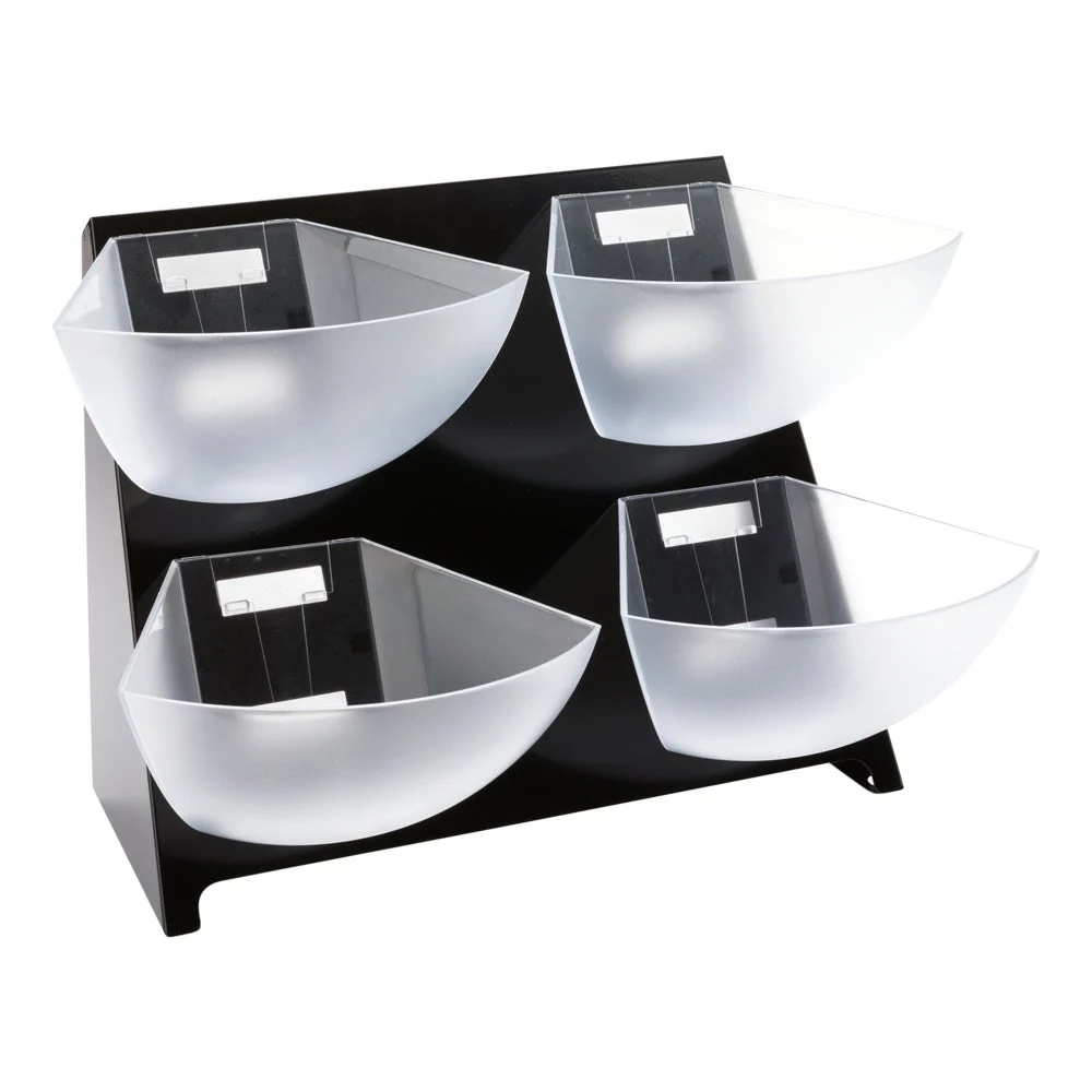 Holder, Condiment, Met Lux 15.5 x 13.5 x 14.5 Inch, Black, Stainless Steel, with 4 Clear Bins,1 - 1 EACH
