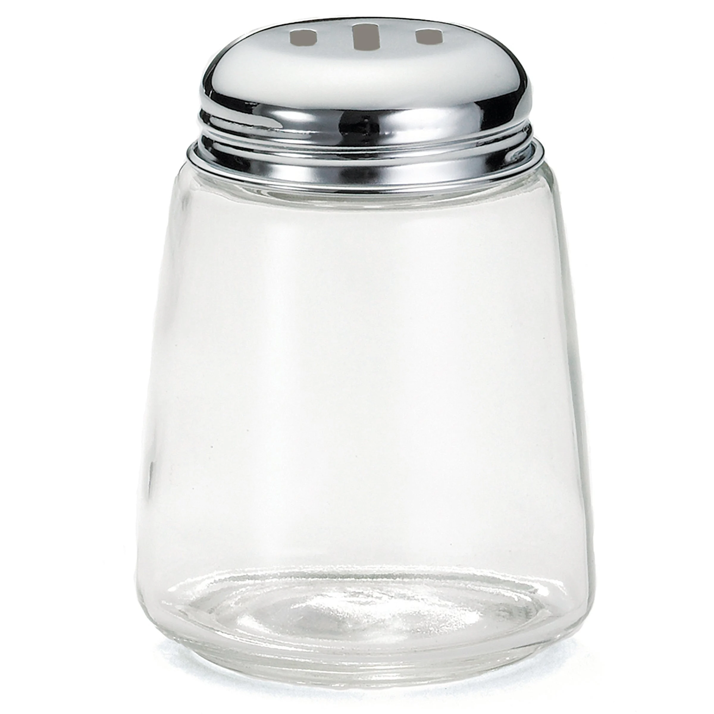 Shakers, Grated Cheese, 8 Ounce, Modern, Glass with Slotted Chrome Plated Top,12 - 1 EACH