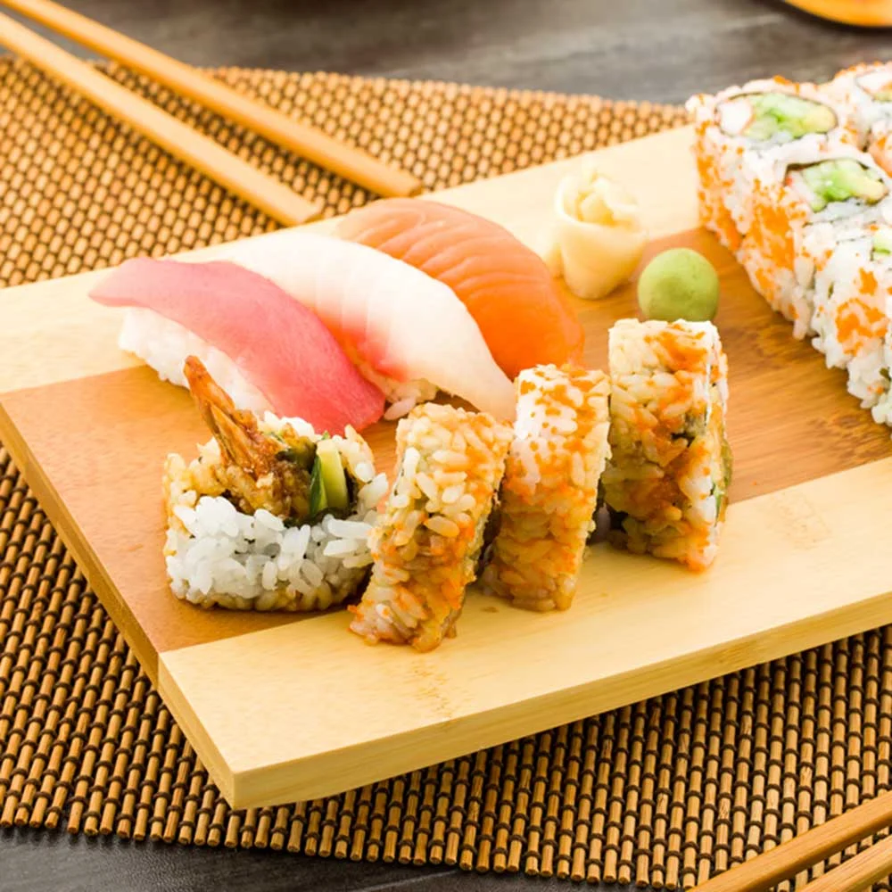 Plate, Sushi, 10.5 Inch, Bamboo Wood, Natural Premium Japanese Shinto Design, Square, 10.5 Linear Inch,1 - 1 EACH