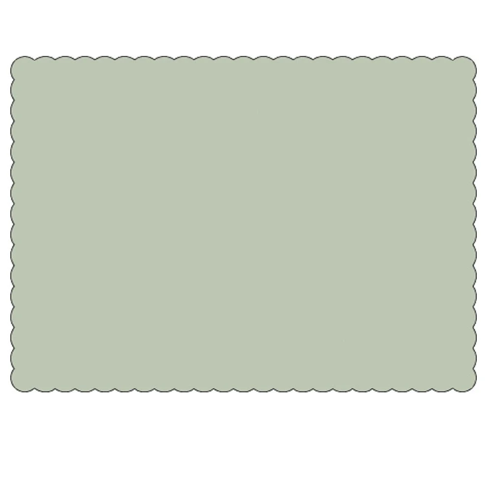 Placemats, 10 x 14 Inch, Paper, Gray, Scalloped Border, Linen-Embossed,1 - 1000 COUNT