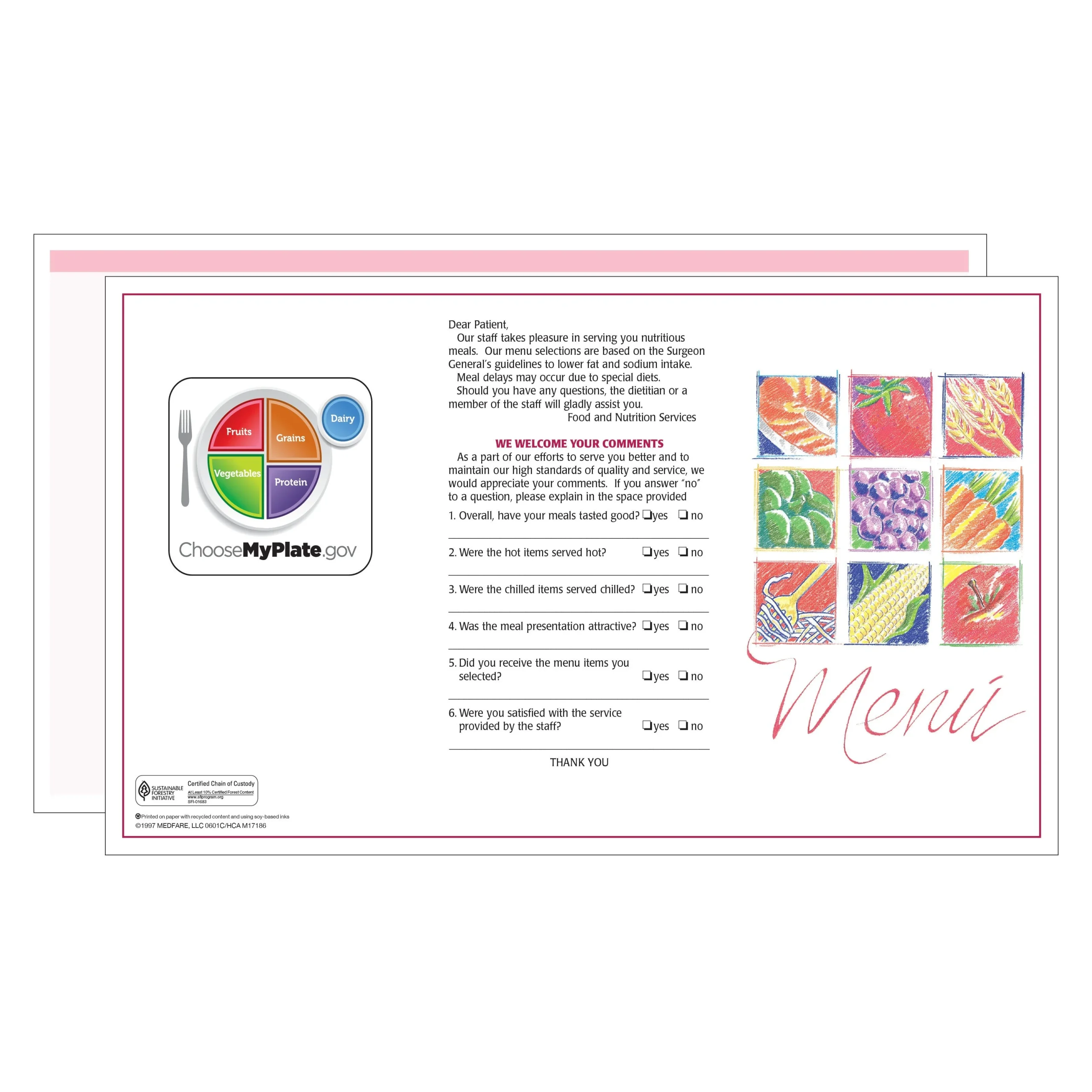 Menus, Blank, Market Medley Pink,1 - 500 COUNT