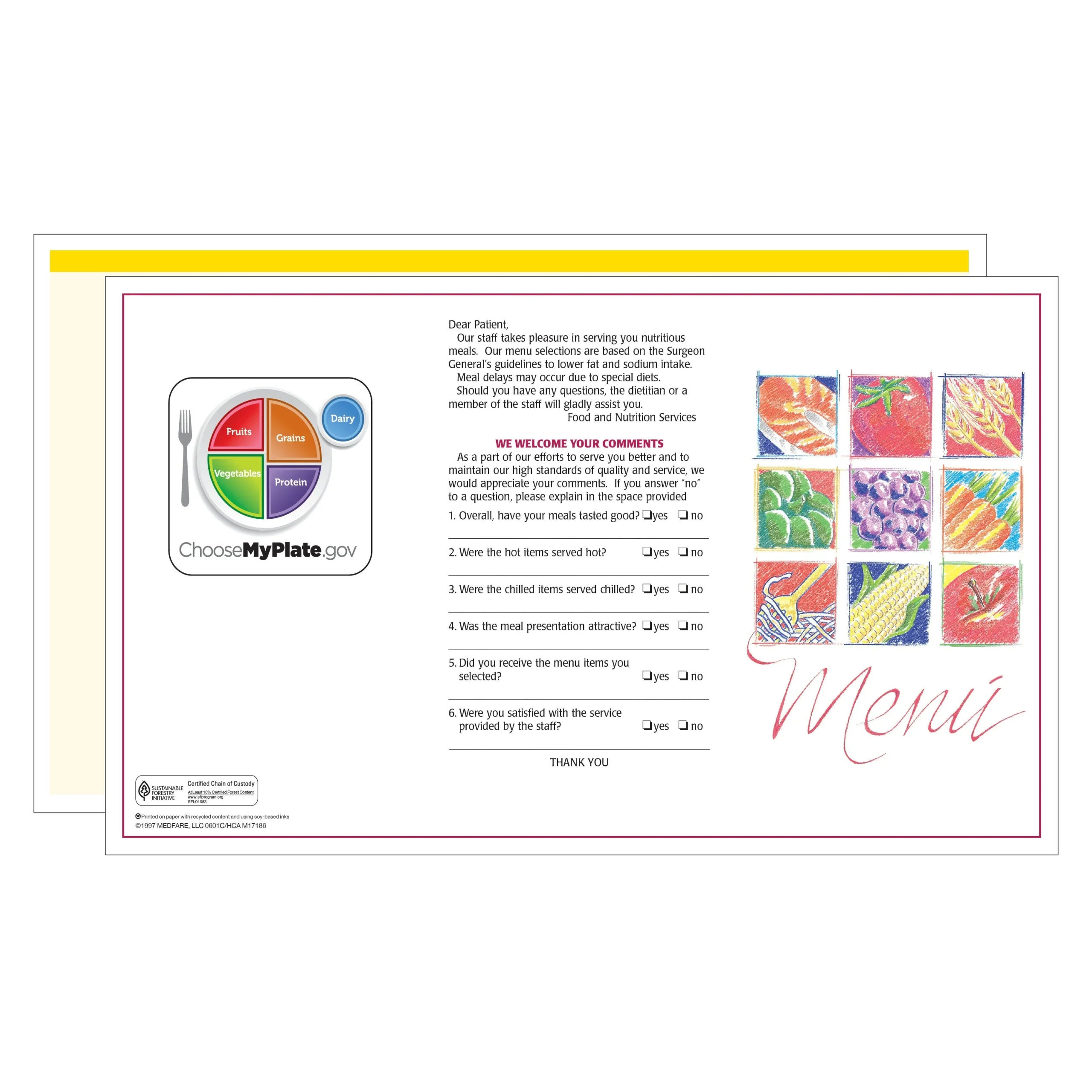 Menus, Yellow, Blank, Market Medley,500 - 1 EACH