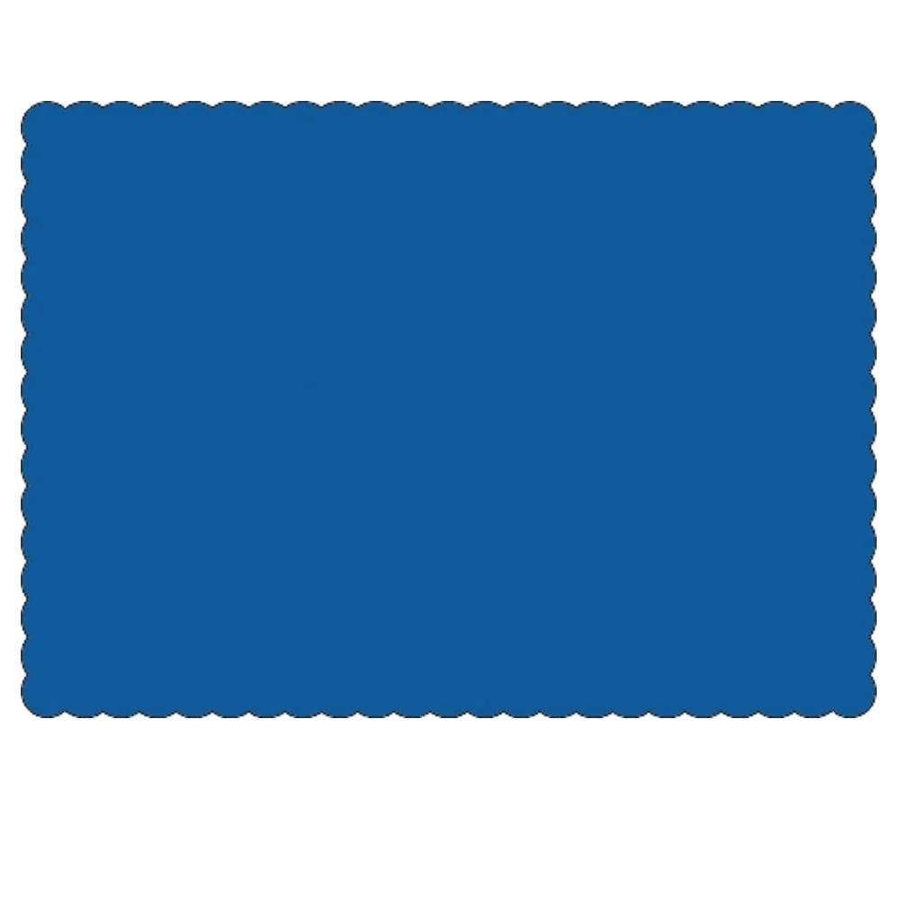 Placemats, 10 x 14 Inch, Paper, Dark Blue, Scalloped Border, Linen-Embossed,1 - 1000 COUNT