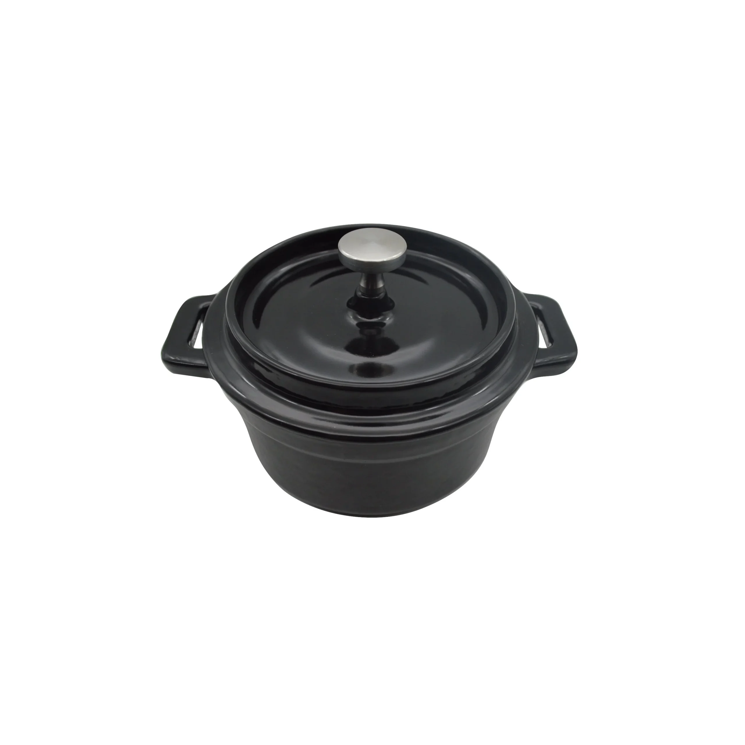 Dish, Casserole, 8 Ounce, Round, Black Enameled, Cast Iron, Mini, with Stainless Steel Knob,1 - 1 EACH