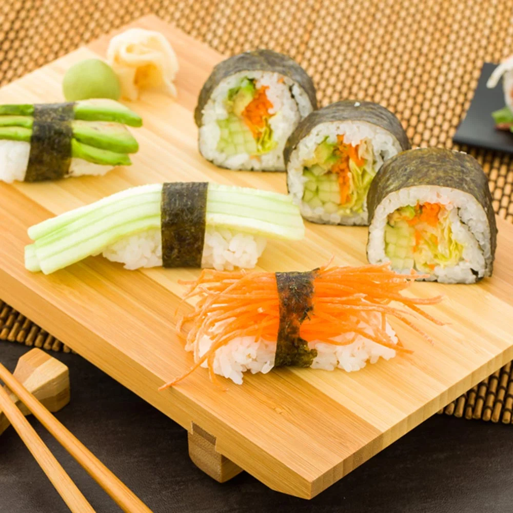 Plate, Sushi, 9.5 Inch, Bamboo Wood, Natural Premium Japanese Buddha Design, Square, 9.5 Linear Inch,1 - 1 EACH