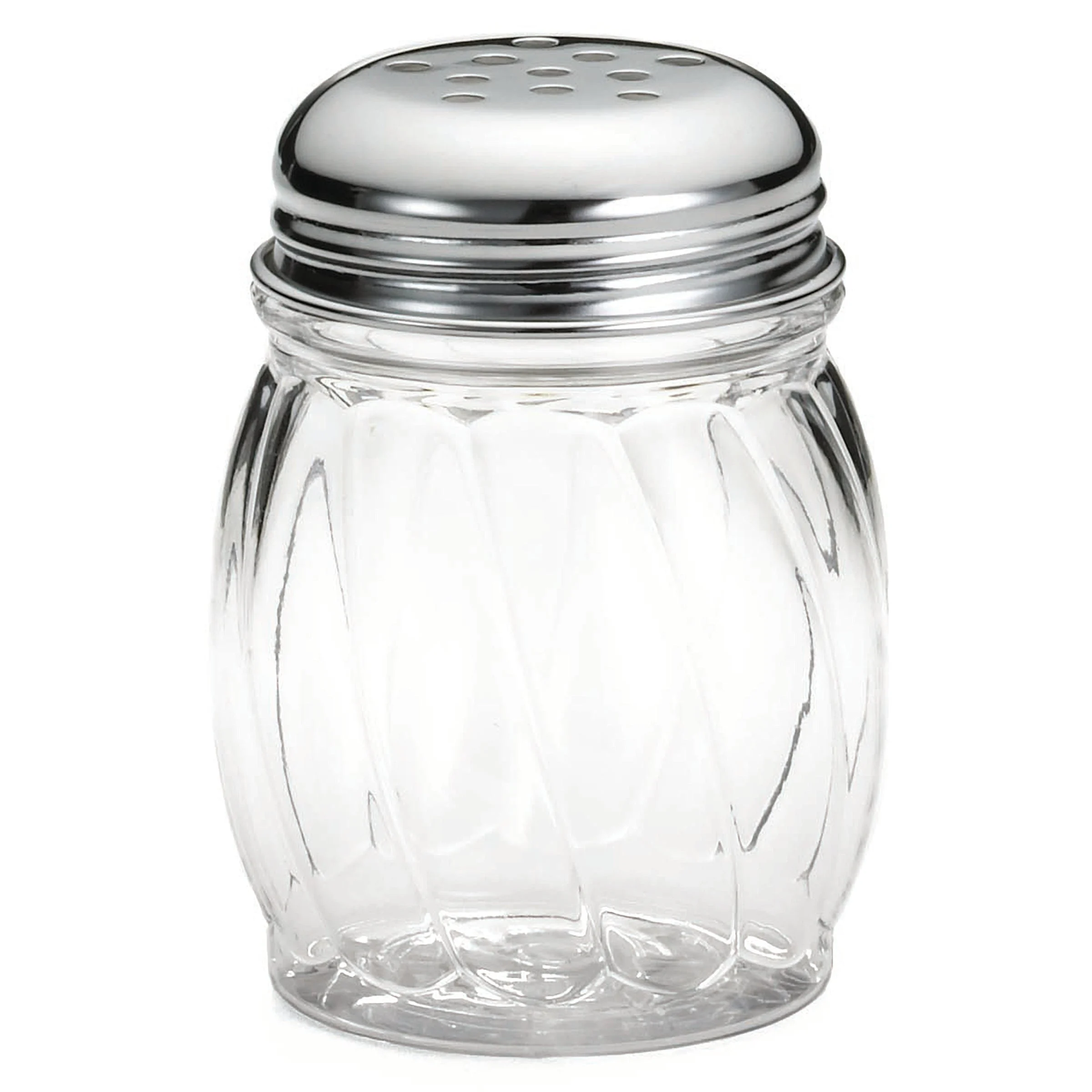Shakers, Grated Cheese, 6 Ounce, Swirl, Plastic with Chrome Plated Metal Perforated Tops, 6 Ounce,24 - 1 EACH